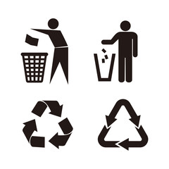 Recycling set icon illustration sign