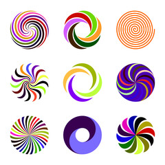 Colorful Spiral Vector Element Set
