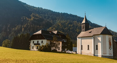 Fototapeta premium Beautiful church on a sunny summer day near Abtenau, Salzburg, Austria