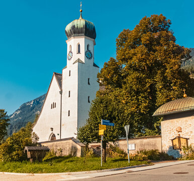 Beautiful church on a sunny summer day at Bischofshofen near Berchtesgaden, Bavaria, Germany