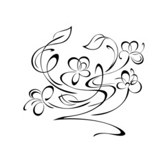 ornament 2128. decorative element with stylized flowers, leaves and swirls. graphic decor