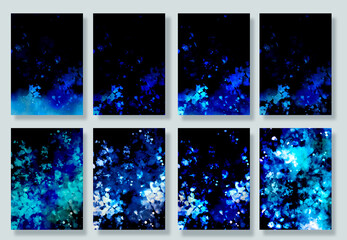 Fototapeta na wymiar 幻想的な水彩の水色テクスチャ背景セット