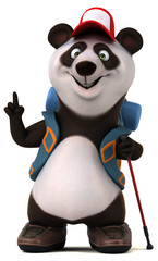Fun 3D panda backpacker cartoon character © Julien Tromeur