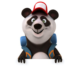 Fun 3D panda backpacker cartoon character © Julien Tromeur