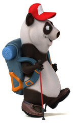 Fun 3D panda backpacker cartoon character
