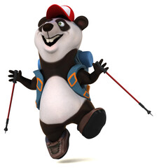 Fun 3D panda backpacker cartoon character © Julien Tromeur