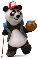 Fun 3D panda backpacker cartoon character © Julien Tromeur