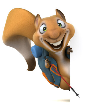 Fun 3D squirrel backpacker cartoon character