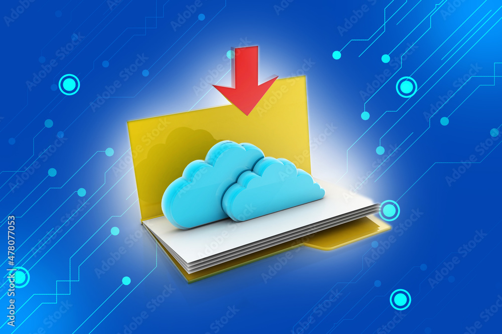 Poster 3d rendering cloud folder network