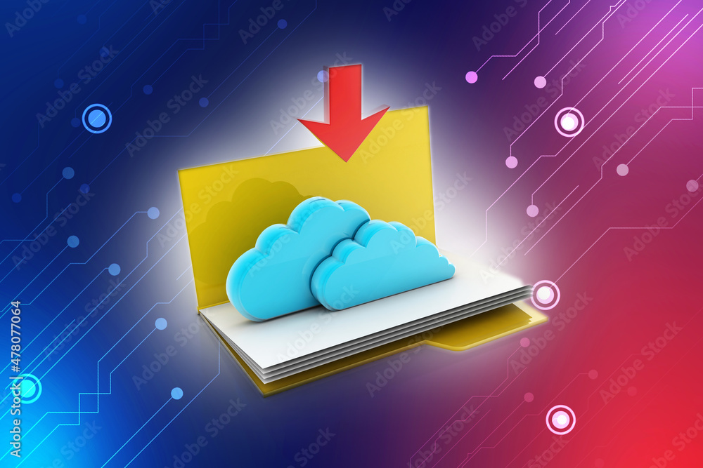 Poster 3d rendering cloud folder network