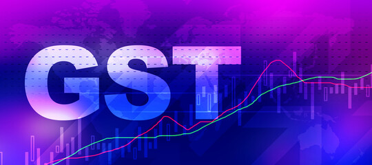 2d rendering GST Tax India with business graph
