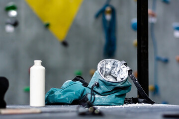 magnesium powder in bag for climbing practice