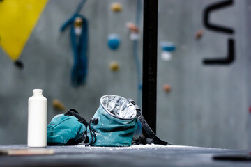 magnesium powder in bag for climbing practice