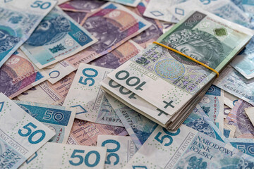 Fototapeta na wymiar pile of Polish money Zloty zl
