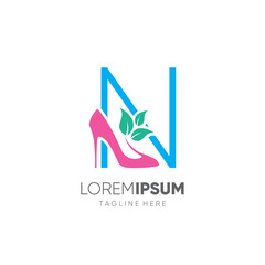 Letter N Women Shoes Heel Logo Design Vector Icon Graphic Emblem Illustration