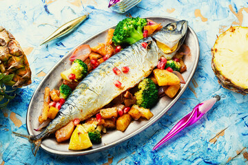 Roasted mackerel fish