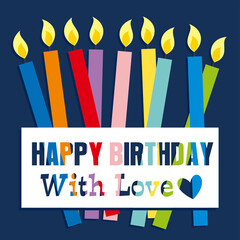 Fototapeta na wymiar happy birthday card with candles and text