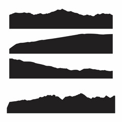 Mountains silhouettes on the white background. Vector set of outdoor design elements.