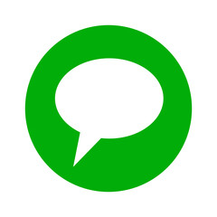 Green round message icon. Callout. Vectors.