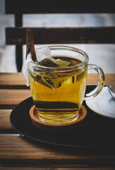 Cup of tea on table