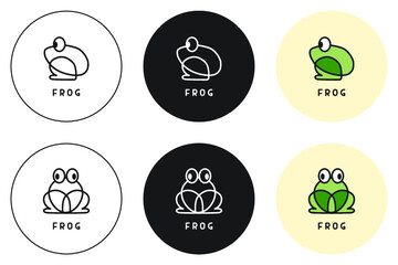 Simple and cute frog line logo vector