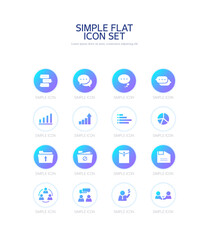 Simple gradient background flat icon. 
