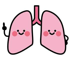 肺　キャラクター　指差し
