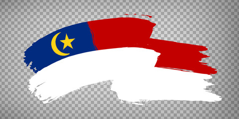Flag Malacca brush strokes. Waving Flag of  Malacca State  on transparent background for your web site design, app, UI. Malaysia. EPS10.