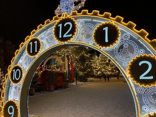 New Year's arch with numbers resembling a clock