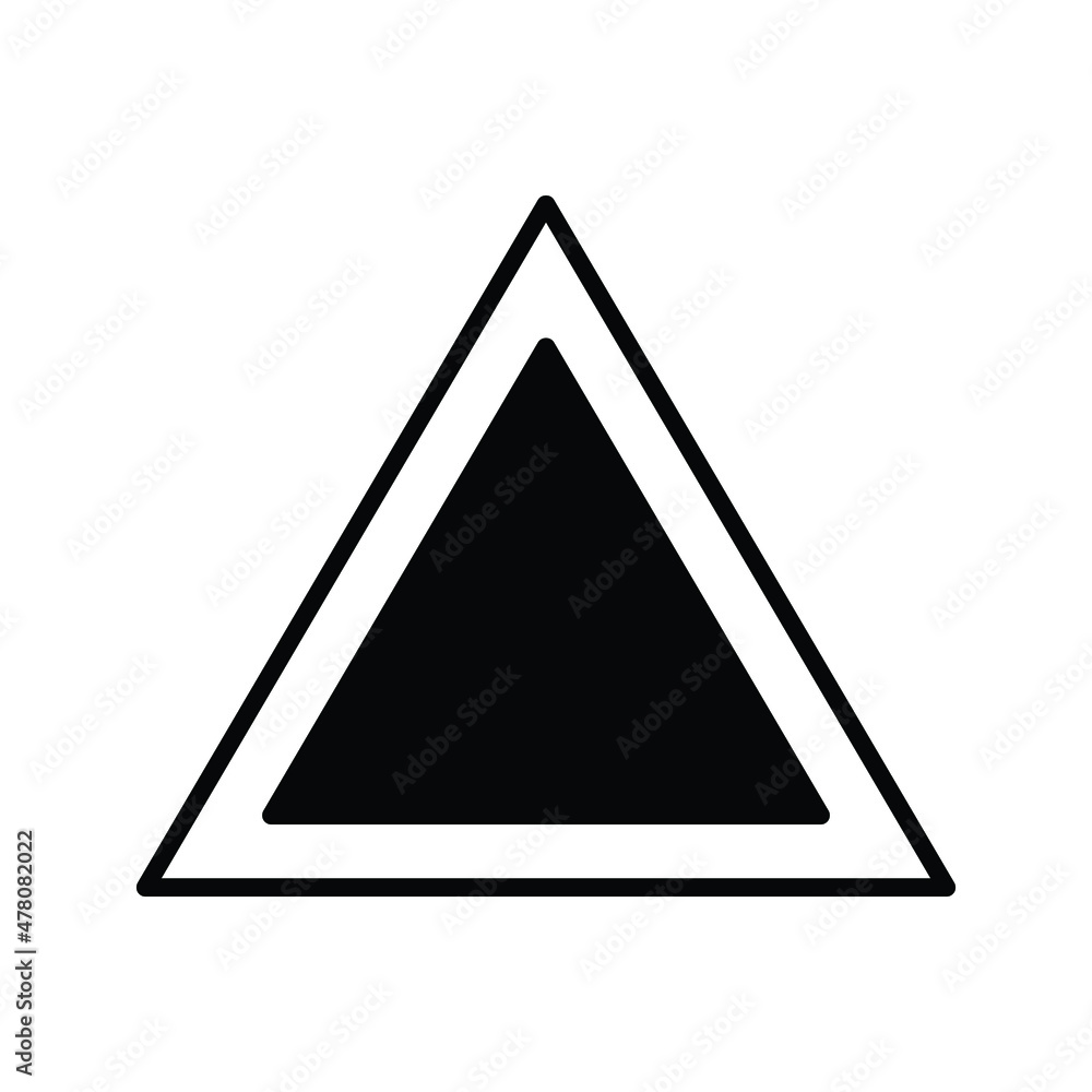 Poster triangle up arrow or pyramid line art vector icon for apps and websites