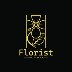 Beautiful flower gold luxury decoration vector logo