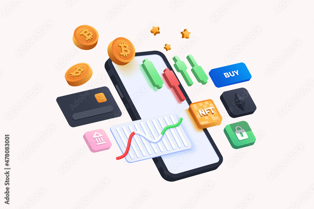 Poster crypto coins, hand trading nft non fungible token for crypto art on white background ethereum based 