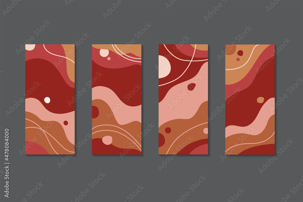 Poster set of abstract vertical banner background design template use dark variant colors. liquid wave styl