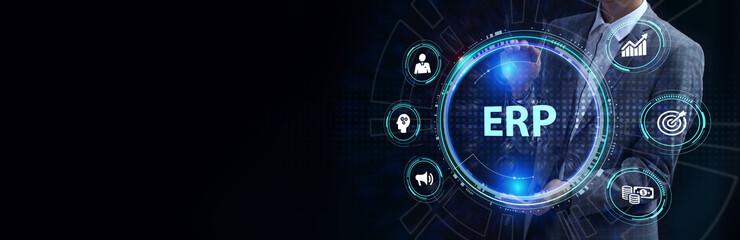 Business, Technology, Internet and network concept. Enterprise resource planning ERP concept.