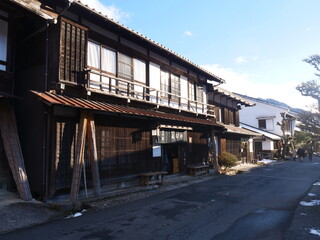 冬の妻籠宿の風景