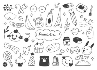 Set of cute hand drawn doodle vector illustration