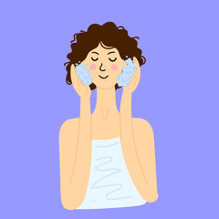 The icon of the girl in the bathroom, which is washed with foam. Spa treatments. Spa day