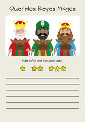 Letter to the Three Wise Men from the East. Text in Spanish dear Three Wise Men	