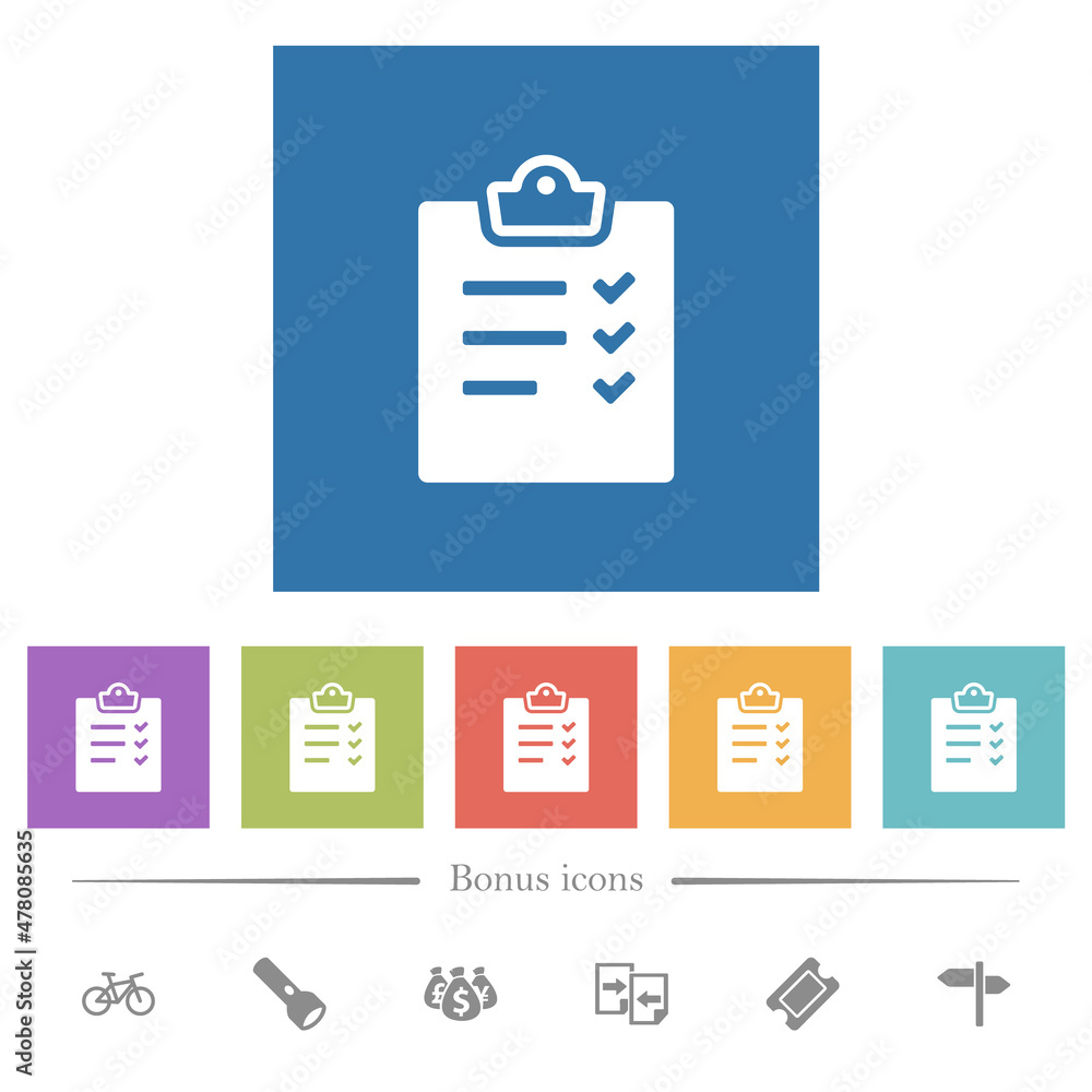 Poster task list alternate flat white icons in square backgrounds