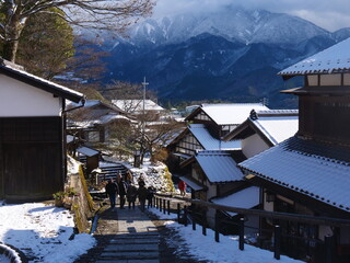 Fototapeta premium 冬の馬籠宿の風景