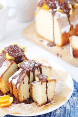 A biscuit citrus cake with oranges