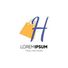 Letter H Shopping Bag Logo Design Vector Icon Graphic Emblem Illustration