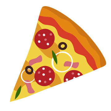 A slice of pizza. Vector element isolated on white background.