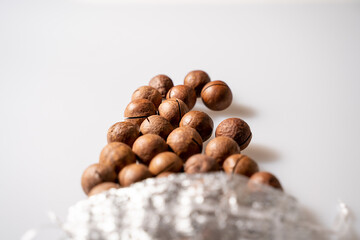 macadamia nut on white background