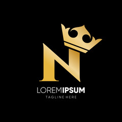 Letter N Crown Logo Design Vector Icon Graphic Emblem Illustration
