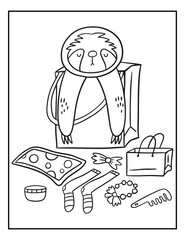 Sleeping sloth coloring page. Simple illustration of animal.