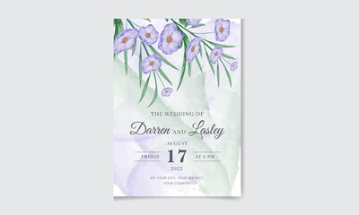 Elegant wedding invitation card template with beautiful flowers and leaves. Editable premium vector template