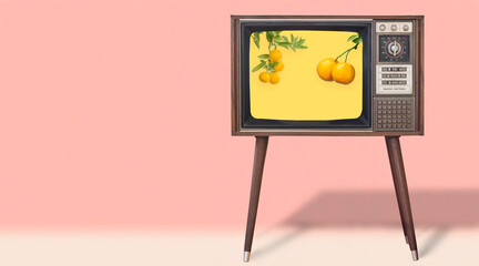 orange fruit on Vintage television