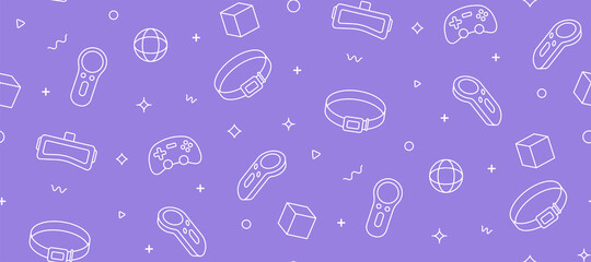 Monochrome seamless pattern with VR devices