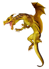 3D Rendering Fairy Tale Dragon on White